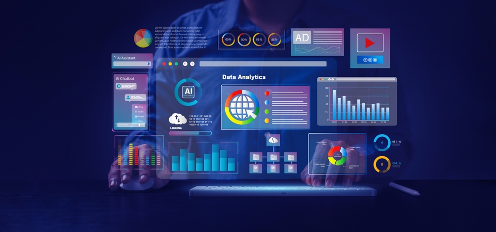 A data analytics dashboard used to monitor digital systems