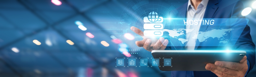Hosting infrastructure represented on a digital interface