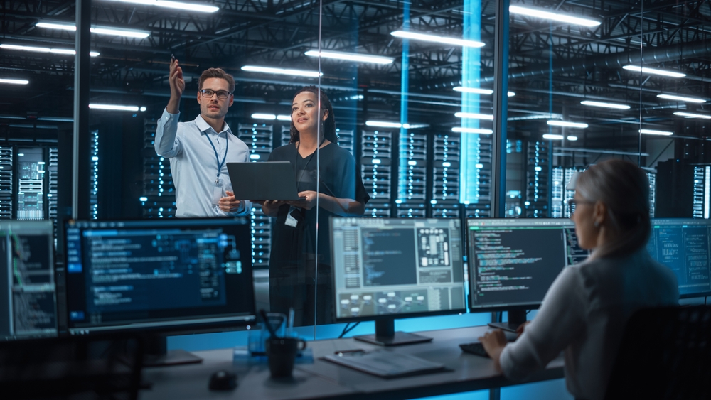 Technical professionals working in a high-performance server environment